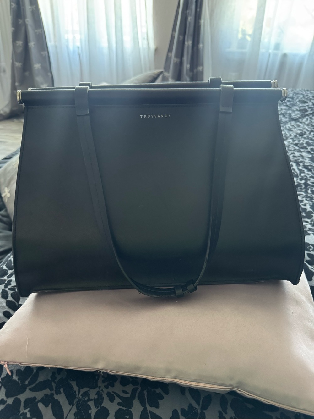 Trussardi Black Smooth Leather Tote